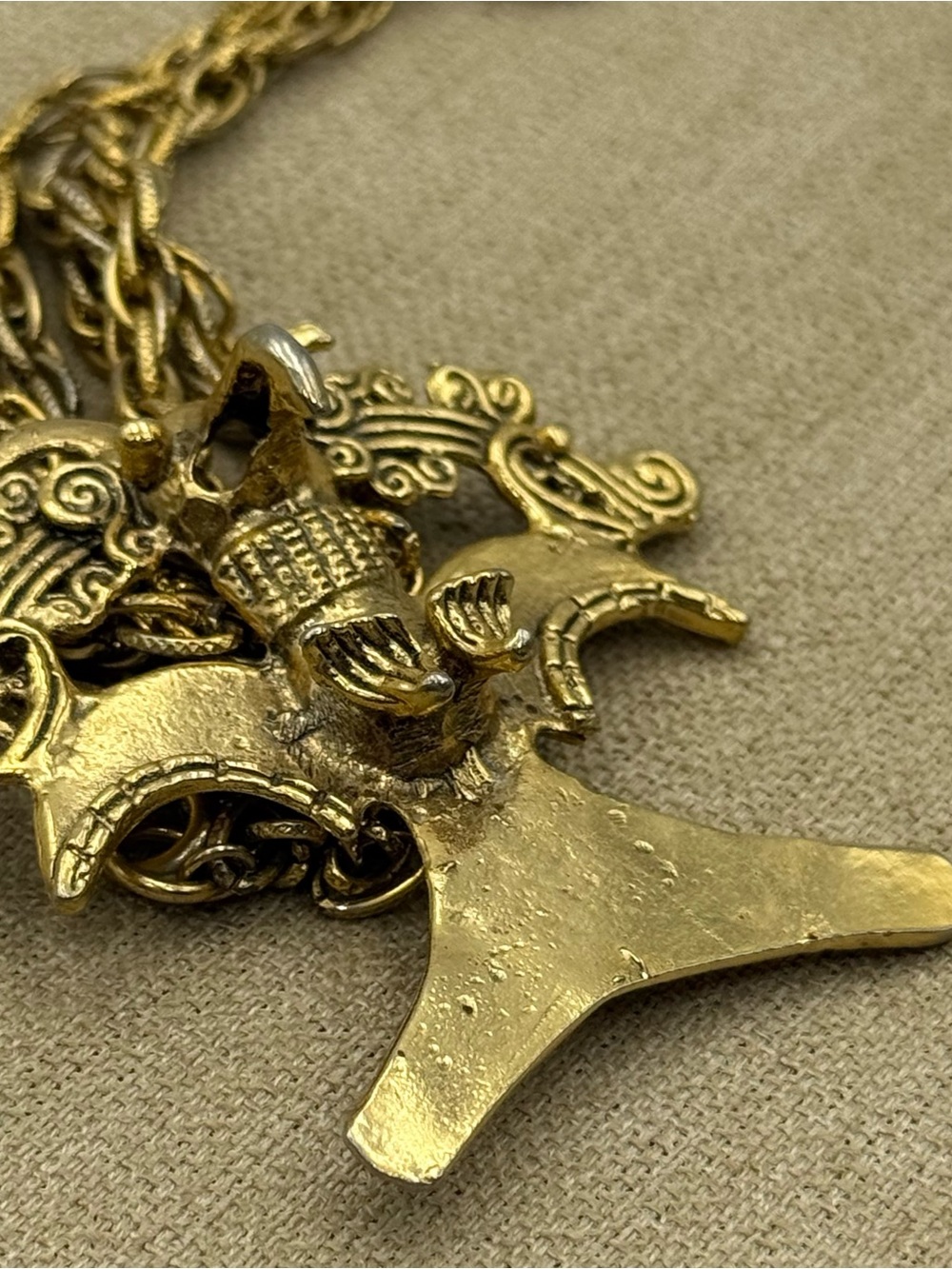 Gold-Tone Ornate Statement Pendant Necklace - Women Jewelry - Picture 2 of 5